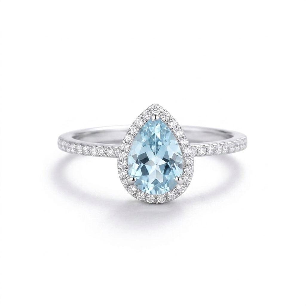 925 Pear-cut Aquamarine Ring