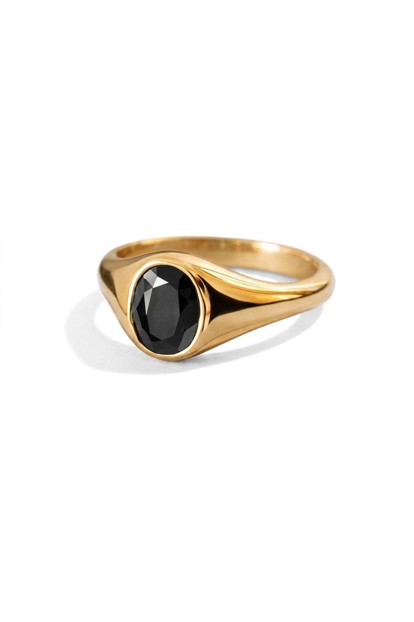 750 Black Tourmaline Signet Ring