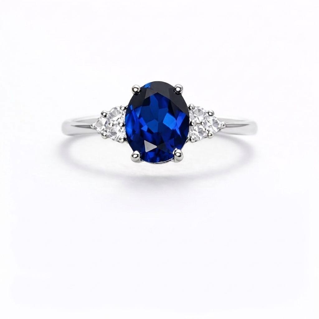 925 Oval Sapphire Ring